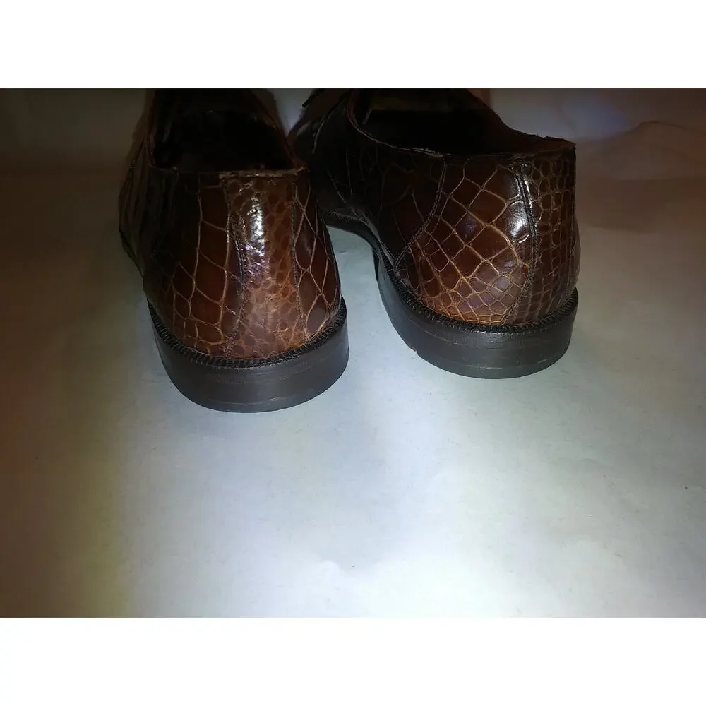 MENS MEZLAN PRINCETON CASUAL/FORMAL GENUINE ALLIGATOR BROWN SHOES SIZE 8.5 M - Picture 6 of 12